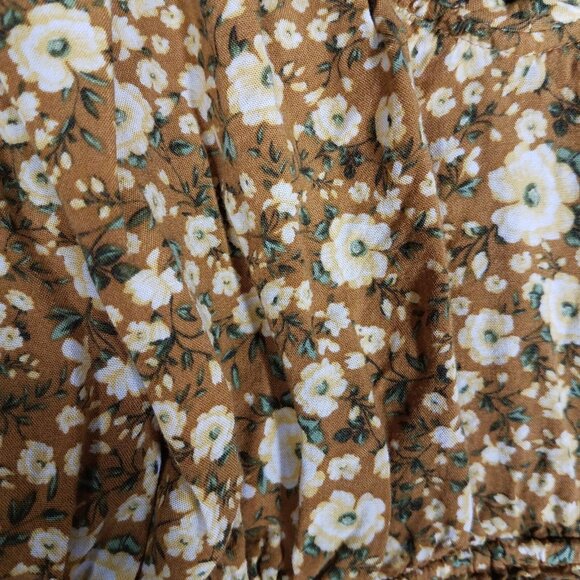 Old Navy Tank Top Women's 2X Floral Cottagecore Crop Brown Cream Summer Feminine - Picture 5 of 12